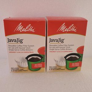 2 MELITTA KEURIG REUSABLE 2 COFFEE CUPS AND 60 COFFEE FILTERS Sealed